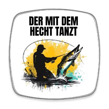 Der mit dem Hecht tanzt - Viereckiger Kühlschrankmagnet - Weiß - Vorne