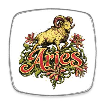 Aries Ram Floral Crest - Square fridge magnet - white - Front
