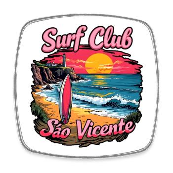 Surf Club São Vicente - Viereckiger Kühlschrankmagnet - Weiß - Vorne