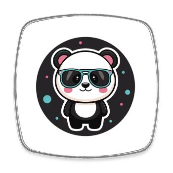 Panda kawaii chic lunettes rétro pastel - Magnet carré - blanc - Devant