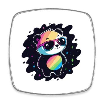 Panda Rainbow Galaxy Cool Glasses - Square fridge magnet - white - Front