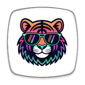 Tiger Neon Sunglasses - Square fridge magnet - white - Front