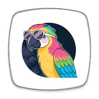 Rainbow Parrot Sunglasses - Square fridge magnet - white - Front