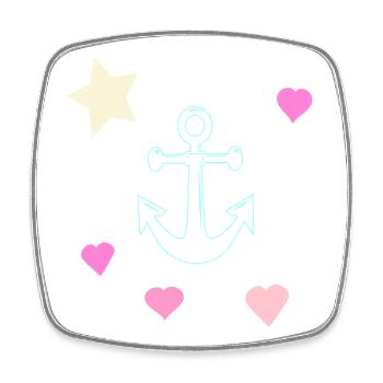Pastel Anchor Doodle with Hearts and Star - Square fridge magnet - white - Front