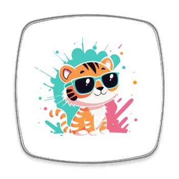 Tiger Chic bunte Sonnenbrillen - Viereckiger Kühlschrankmagnet - Weiß - Vorne
