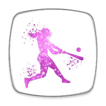 Baseball Girls Women Softball Players - Square fridge magnet - white - Front