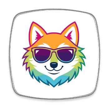 Rainbow Fox Glasses - Square fridge magnet - white - Front
