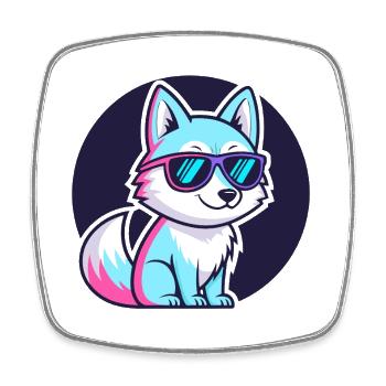 Neon Fox with Glasses - Square fridge magnet - white - Front