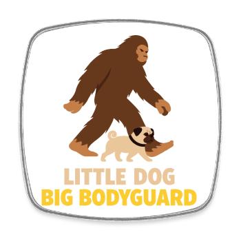 Lustiger Mops mit Bigfoot-Wächter-Hundeliebhaber - Viereckiger Kühlschrankmagnet - Weiß - Vorne