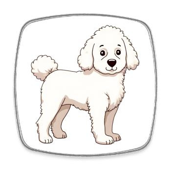 White Poodle - Square fridge magnet - white - Front