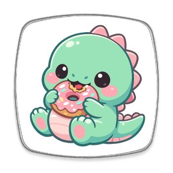 Donut Dino Sugar Joy - Magnet carré - blanc - Devant
