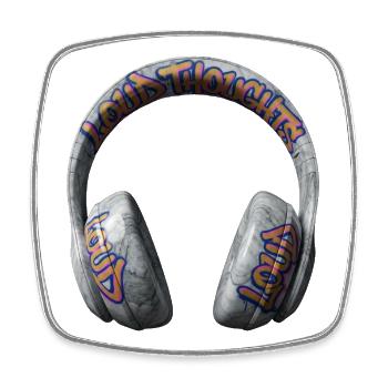 Loud Thoughts Graffiti Headphones - Square fridge magnet - white - Front