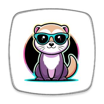 Furet Kawaii Néon Cool - Magnet carré - blanc - Devant