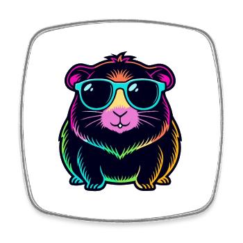 Neon-Regenbogen-Hamsterbrille - Viereckiger Kühlschrankmagnet - Weiß - Vorne