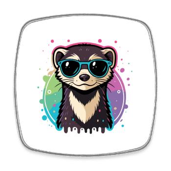 Regenbogenotterblaue Brille - Viereckiger Kühlschrankmagnet - Weiß - Vorne