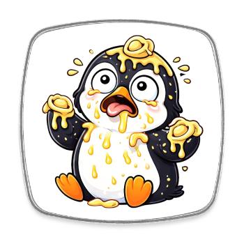 Süßer Pinguin mit Tortellini Tollpatsch - Viereckiger Kühlschrankmagnet - Weiß - Vorne