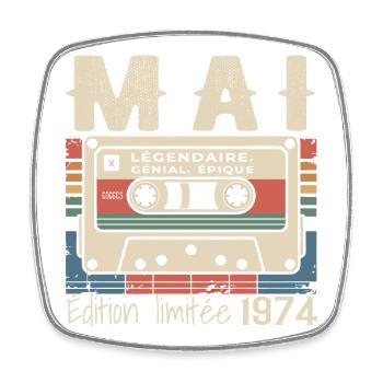 Mai 1974 - Magnet carré - blanc - Devant