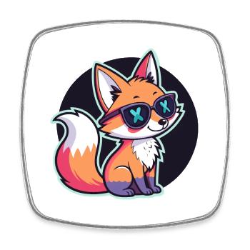 Fox Chill UV-Zeichentrickbrille - Viereckiger Kühlschrankmagnet - Weiß - Vorne