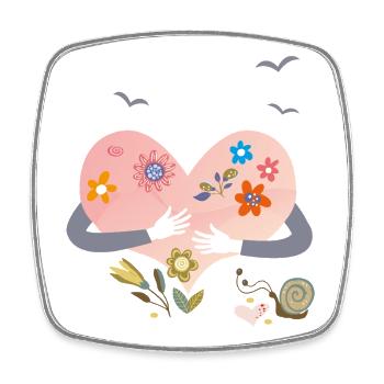 heart with flowers - Square fridge magnet - white - Front