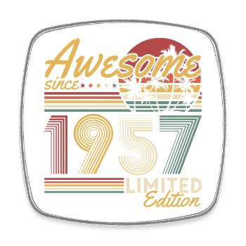 Cadeau d’anniversaire vintage vintage rétro 1957 - Magnet carré - blanc - Devant