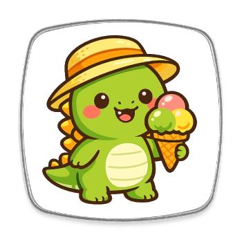 Petite aventure de glace Dino - Magnet carré - blanc - Devant