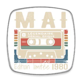 Mai 1980 cadeau 46 Anniversaire Mai 1980 - Magnet carré - blanc - Devant