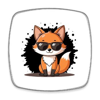 Chic Fox Schwarze Brille - Viereckiger Kühlschrankmagnet - Weiß - Vorne