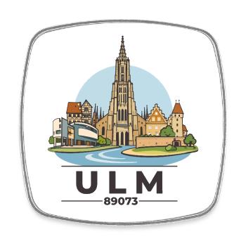 Ulm Motiv 1 Dom Skyline Illustration - Viereckiger Kühlschrankmagnet - Weiß - Vorne
