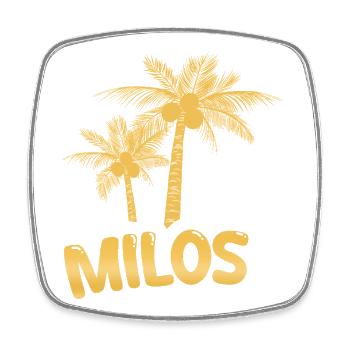 Milos Tropische Palme Goldfoil - Viereckiger Kühlschrankmagnet - Weiß - Vorne