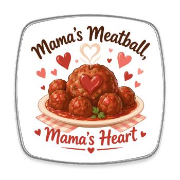 La boulette de viande de maman & le cœur de maman – Un design pour enfants mignon - Magnet carré - blanc - Devant