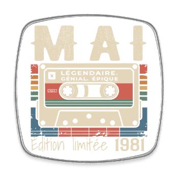 Mai 1981 - Magnet carré - blanc - Devant