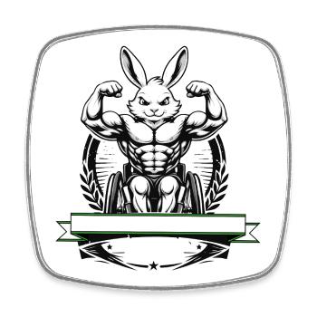 Starker Hase Rollstuhl Fitness Fun Design - Viereckiger Kühlschrankmagnet - Weiß - Vorne