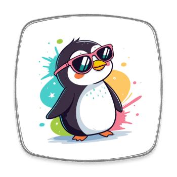 Pinguin Cool Pop Roseglasses - Viereckiger Kühlschrankmagnet - Weiß - Vorne