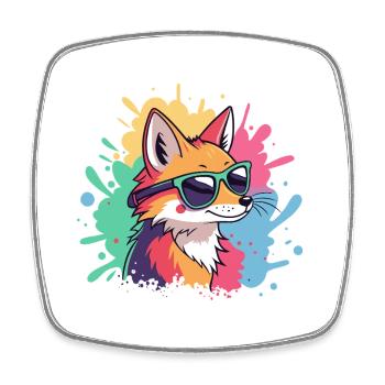 Renard Pop Art Lunettes Colorées - Magnet carré - blanc - Devant