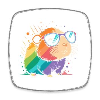 Meerschwinchen-Regenbogengläser - Viereckiger Kühlschrankmagnet - Weiß - Vorne