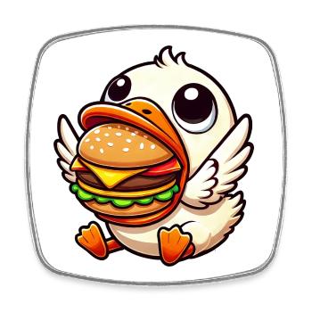 Lustige Ente Hamburger Essensliebhaber - Viereckiger Kühlschrankmagnet - Weiß - Vorne