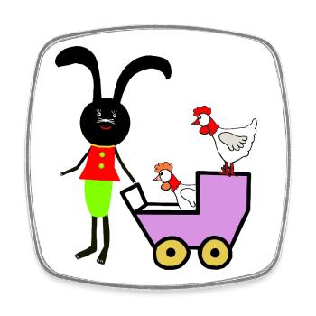 Rabbit Bunny Easter Chickens Kids - Square fridge magnet - white - Front