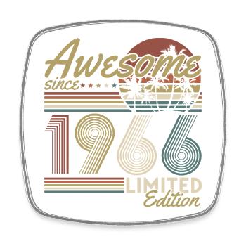 1966 Jahrgang Geburtstag Vintage Retro Geschenk - Viereckiger Kühlschrankmagnet - Weiß - Vorne