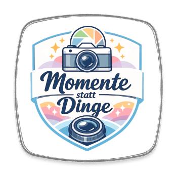 Momente statt Dinge Shirt - Viereckiger Kühlschrankmagnet - Weiß - Vorne