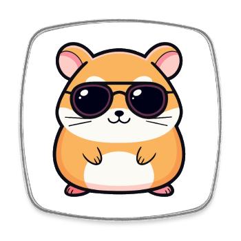 Chic hamster dark glasses - Square fridge magnet - white - Front