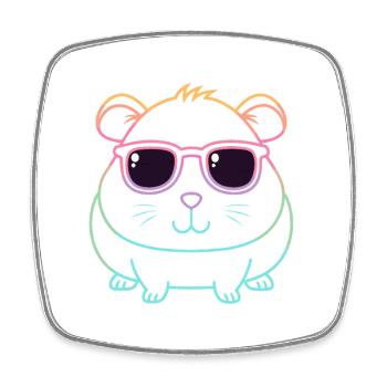 Guinea Pig Arc en Ciel Ligne et Lunettes - Magnet carré - blanc - Devant