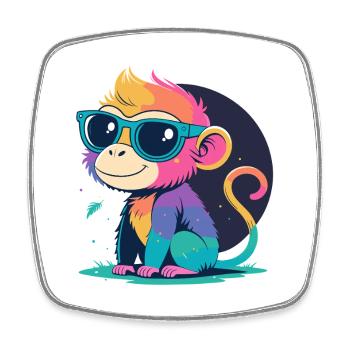 Regenbogenaffe mit Brille - Viereckiger Kühlschrankmagnet - Weiß - Vorne