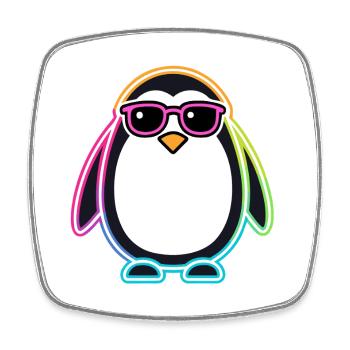 Penguin Neon Glasses - Square fridge magnet - white - Front