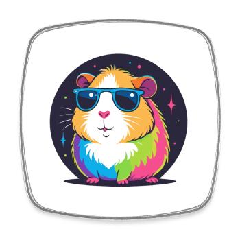 Hamster arc-en-ciel lunettes de soleil - Magnet carré - blanc - Devant
