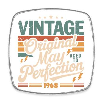 Vintage Mai 1968 – Perfektion seit 58 Jahren - Viereckiger Kühlschrankmagnet - Weiß - Vorne