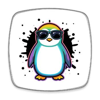 Pinguin-Regenbogengläser - Viereckiger Kühlschrankmagnet - Weiß - Vorne