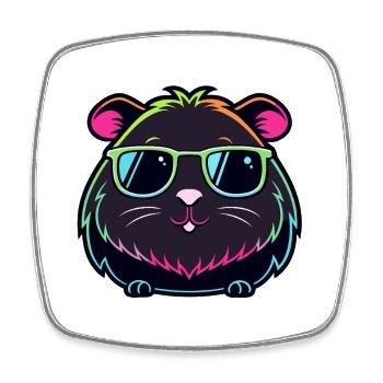 Hamster-Neon-Sonnenbrille - Viereckiger Kühlschrankmagnet - Weiß - Vorne