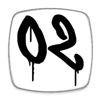 Number 02 Urban Graffiti Style - Square fridge magnet - white - Front