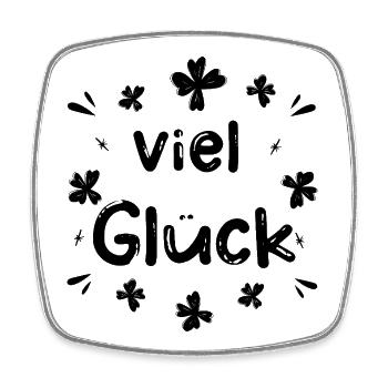 Viel Glück Glücksbringer Glücksklee - Viereckiger Kühlschrankmagnet - Weiß - Vorne
