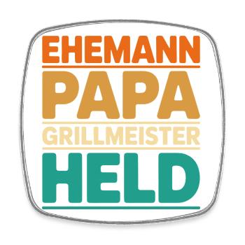 Ehemann Papa Grillmeister Held - Viereckiger Kühlschrankmagnet - Weiß - Vorne